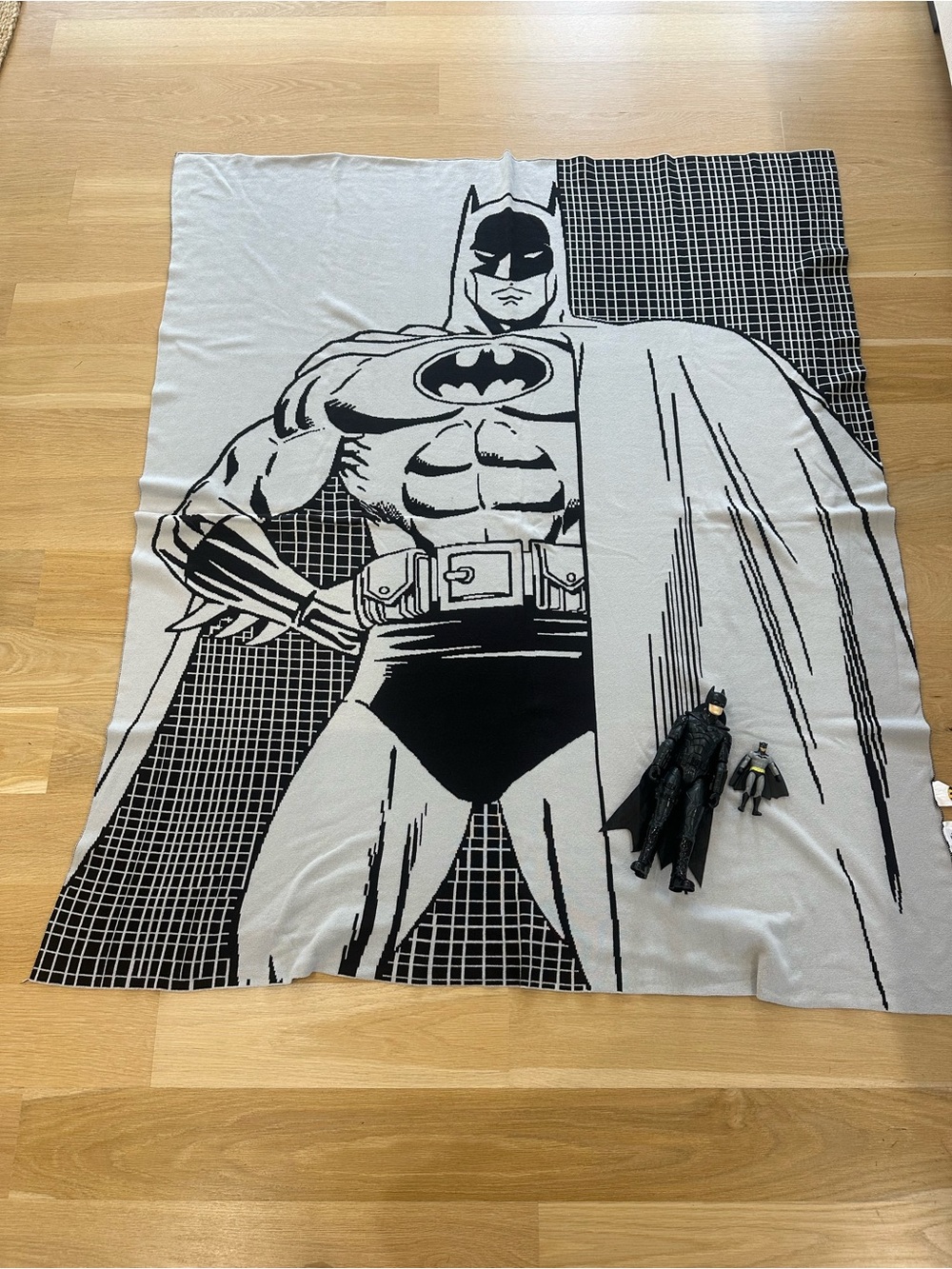 Batman Black and Grey Throw with Batman Action Figures - Batman Brand
